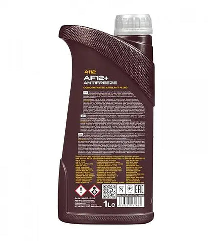 MANNOL 4112 AF12+ RED Coolant 1L - Concentrated Long-life OAT Fluid | Imported from Germany