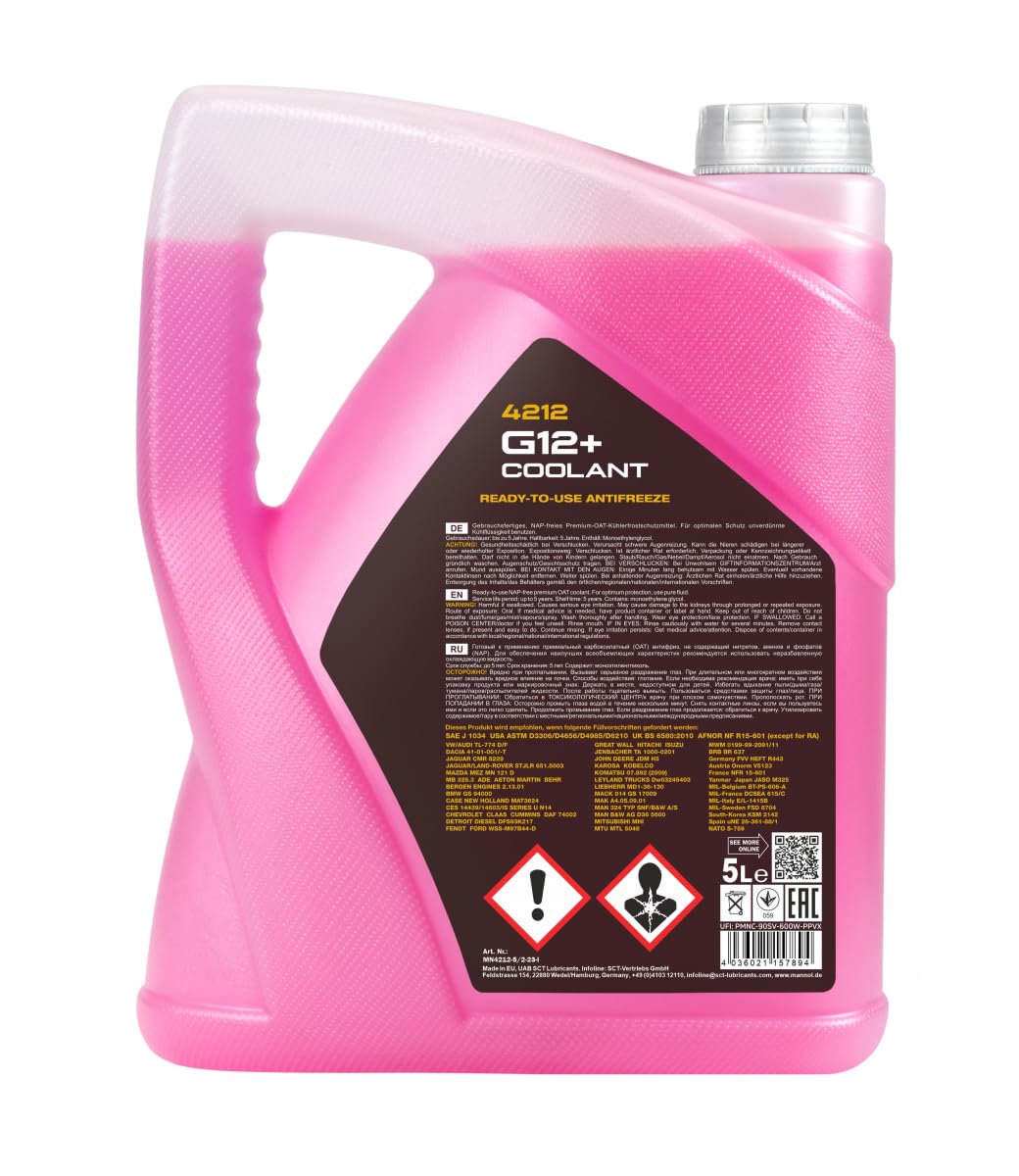 MANNOL G12 Ready to Use Coolant Antifreeze 4212 for Optimal Engine Protection - Kyte Car Parts