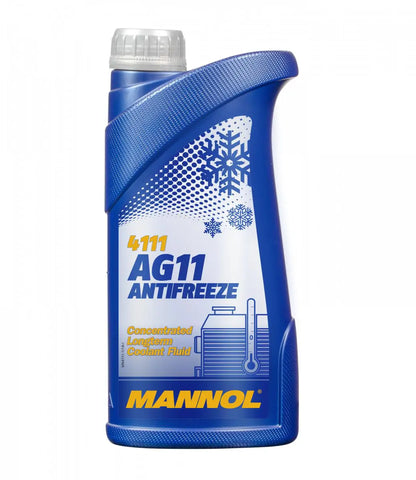 MANNOL 4111 AG11 Long-Term Concentrated Blue Antifreeze for Superior Engine Protection| Imported from Germany