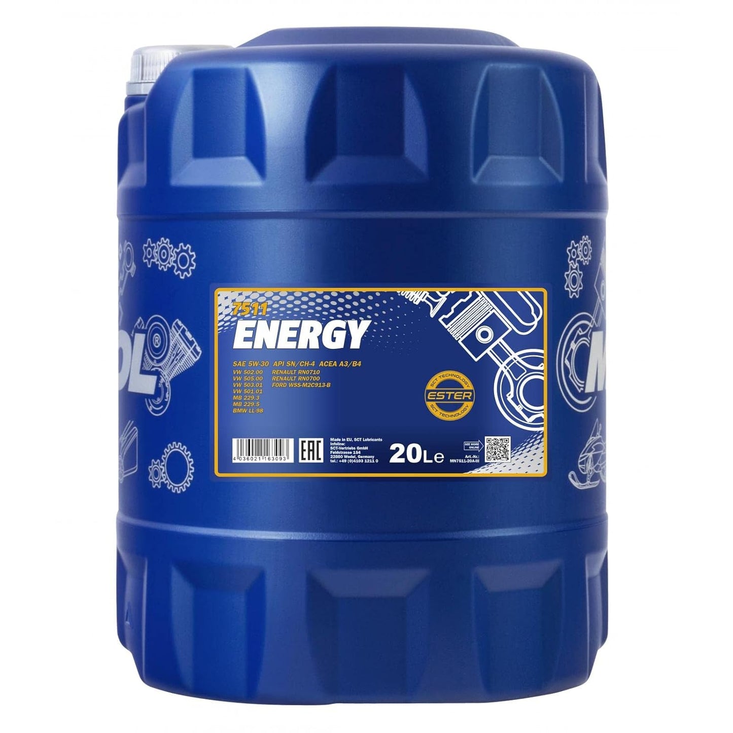 MANNOL 7511 Energy 5W-30 Engine Oil – Suitable for European Cars | Imported from Germany