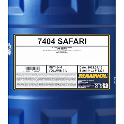 MANNOL 7404 Safari Engine Oil 20W-50 API SN/CH-4 for Petrol and Diesel Engines - Kyte Car Parts