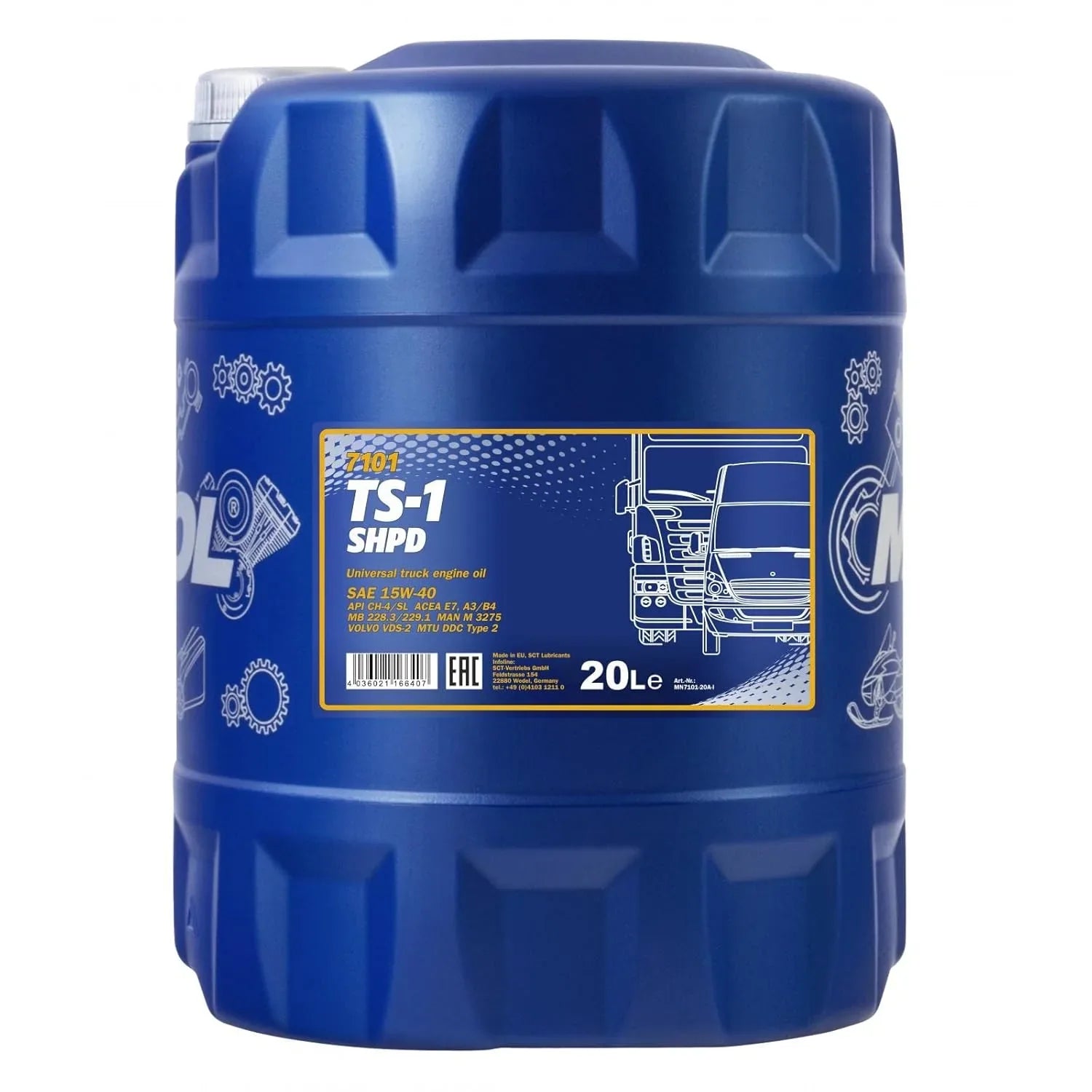 Mannol Diesel Engine Oil 7101 TS-1 SHPD 15W-40 (20L) – Hydrosynthetic Truck Special - Kyte Car Parts