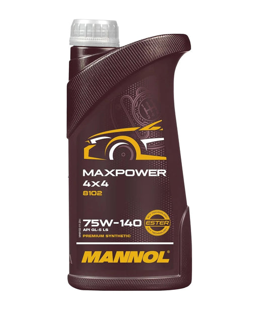 MANNOL 8102 MAX POWER 4x4 SAE 75W-140 API GL-5 LS Synthetic Gear Oil| Imported from Germany