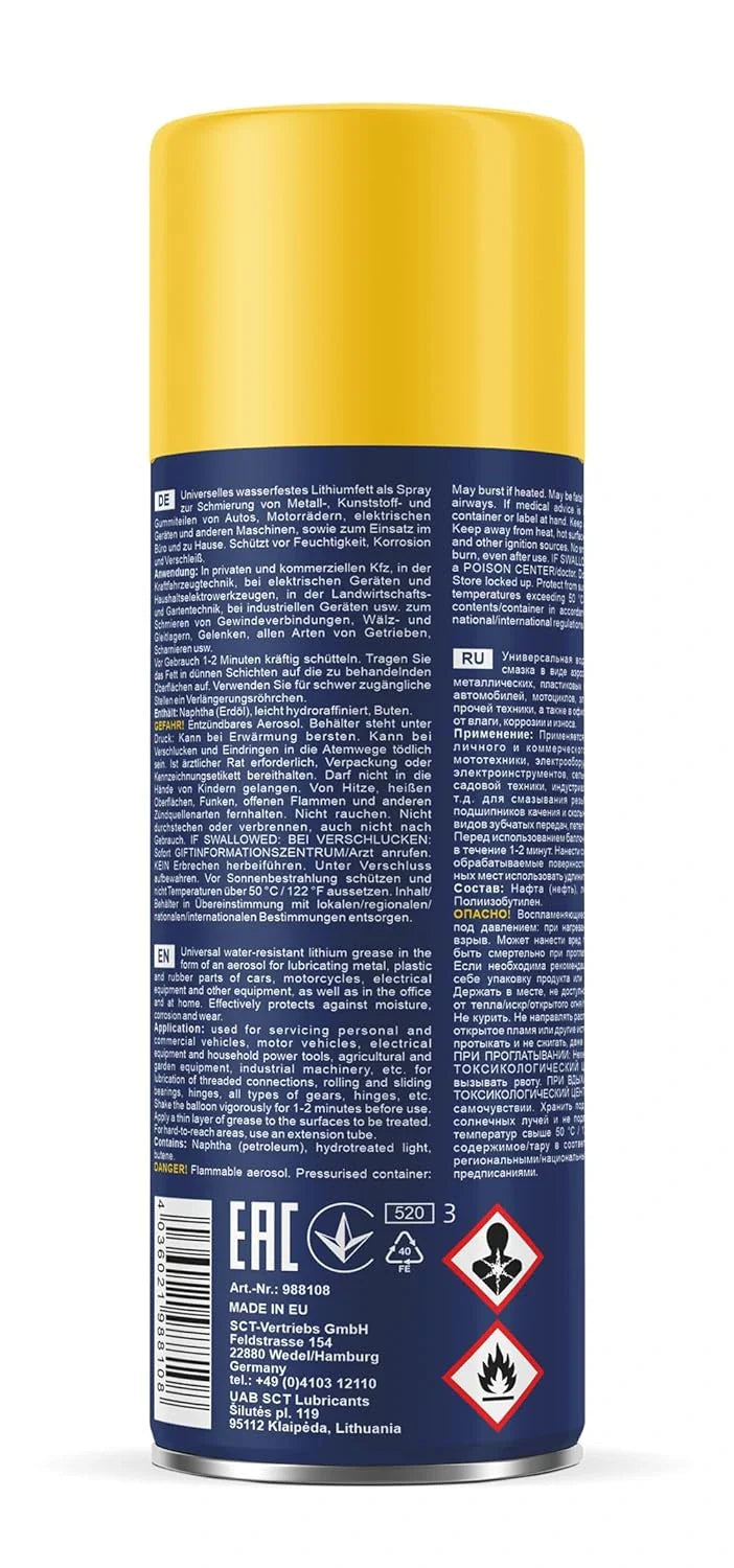 MANNOL 9881 Lithium Spray - Versatile Multi-Purpose Lubricant| Imported from Germany