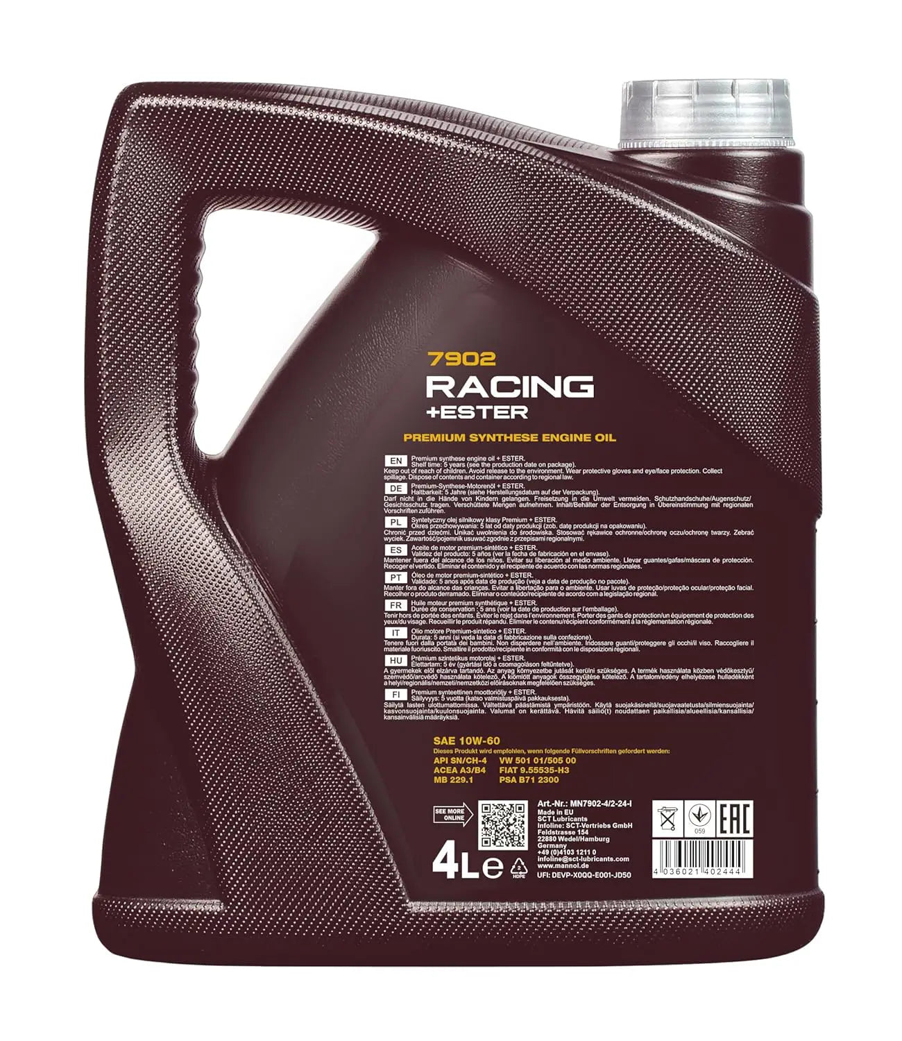 MANNOL 7902 Racing Ester 10W-60 Engine Oil API ACEA A3/B4 Bi Synthetic | Imported from Germany
