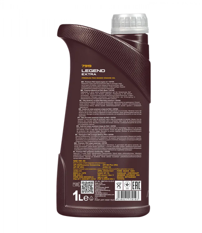 MANNOL 7919 Legend Extra 0W-30 – Premium Bi-Synthetic Engine for car Oil | Imported from Germany