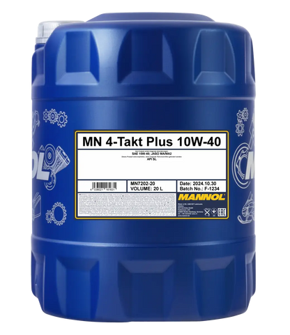 MANNOL 7202 10W-40 Engine Oil - 4-TAKT PLUS SAE 10W-40 API SL Semi-Synthetic (1L) | Imported from Germany