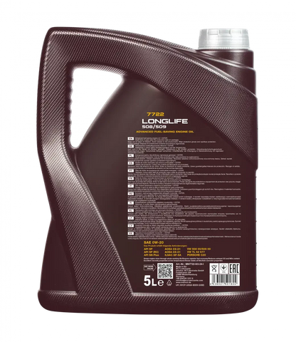 MANNOL 7722 (5L) LONGLIFE 508/509 0W-20 API SP (RC) API SP-SN PLUS Fully Synthetic Engine Oil for Car Engines | Imported from Germany 1