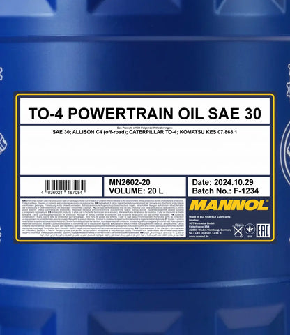 MANNOL 2602 TO-4 Powertrain Oil SAE 30